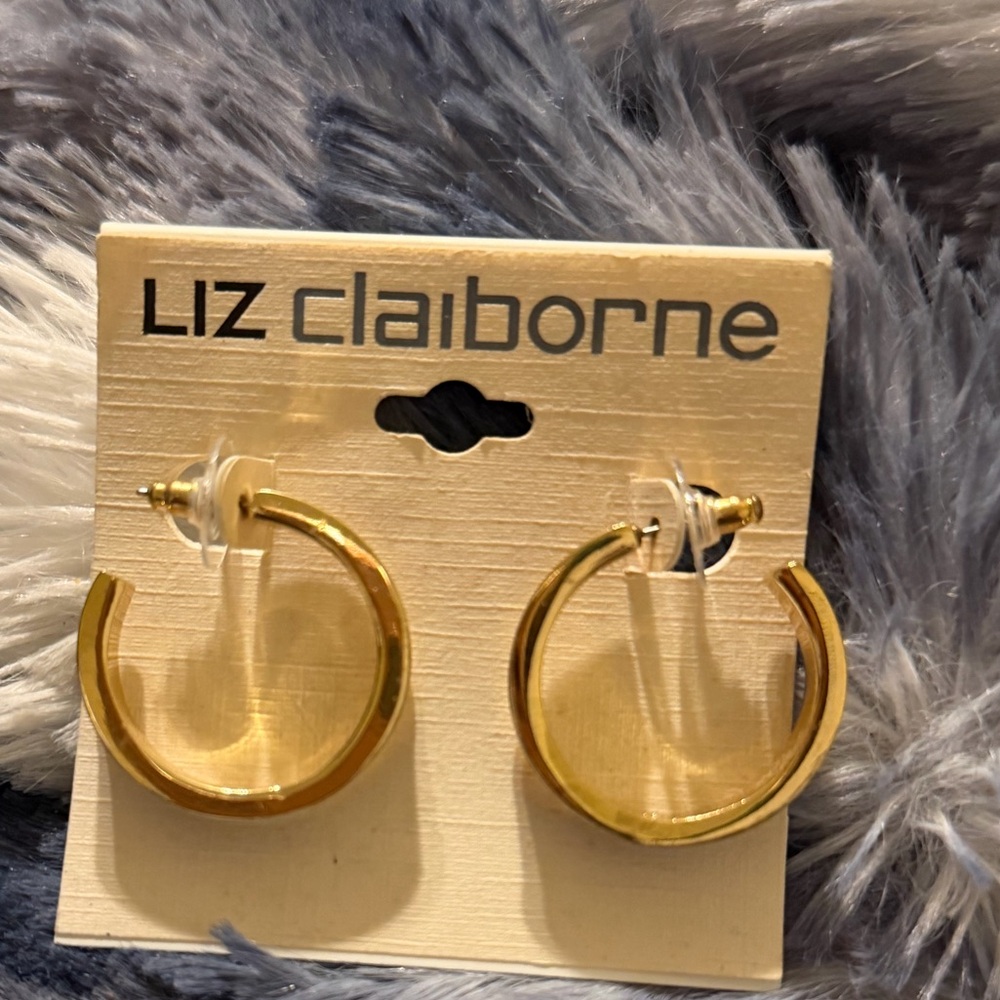 Liz Claiborne  Wizard of Oz Gold and Purple Inlay Hoop Earrings